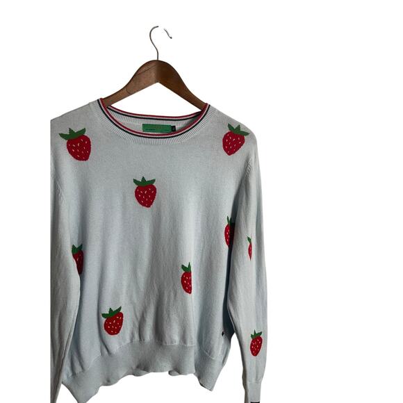 Clare V. Classic Strawberry Sweater Cotton Cashmere Womans Large - Picture 8 of 11